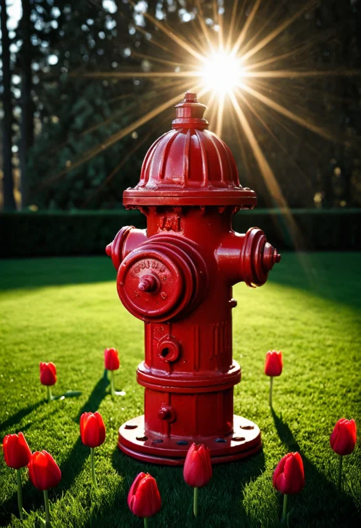 A Realistic Photo Of A Single Street Fire Hydrant Standing A...
