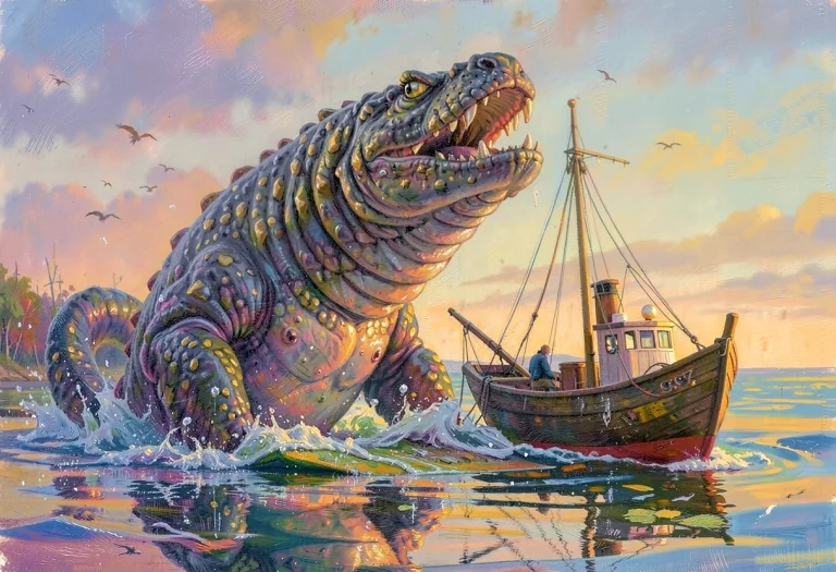 A Leviathan Surfacing Beside A Lone Fishing Boat, Plein Air...