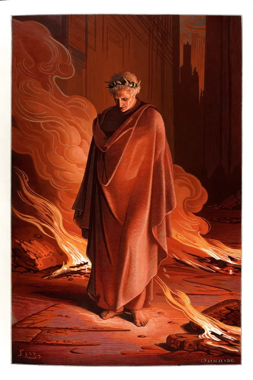 Dante Walking Through Flames