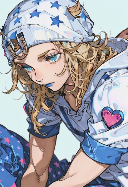 Yoneyama Mai,1boy, Johnny Joestar, Blonde Hair, Long Hair, B...