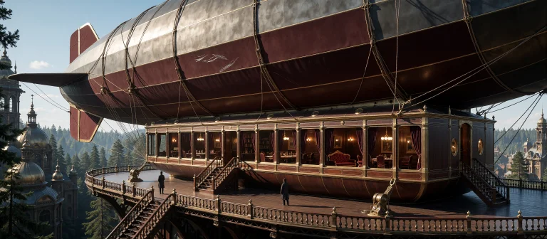 A Large Luxurious Private Rigid Zeppelin Airship Moored At A...