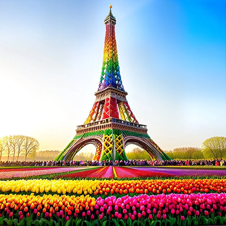 Jaynl-tm, Made Of Tulips, A Grand Eiffel Tower Structure Cra...
