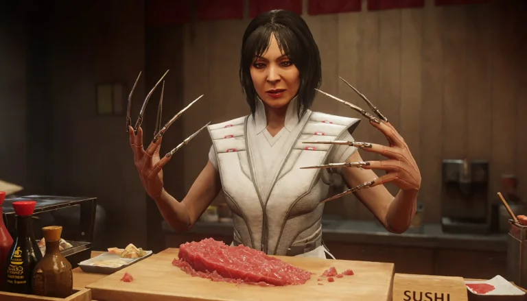 Grands, 3d Render, Lady Deathstrike Behind A Sushi Counter,...