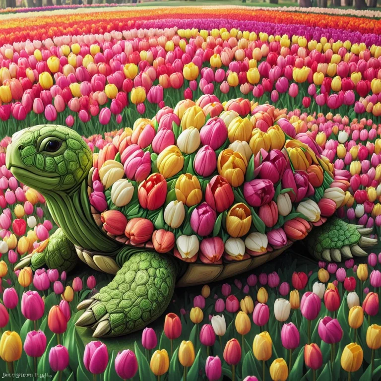 Jaynl-tm, Turtle Made Of Tulips,