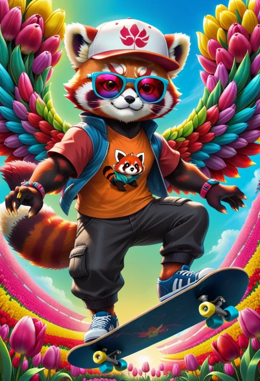 Jaynl-tm, Made Of Tulips, Red Panda1.1 Samurai, Wearing Sung...
