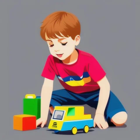 Vector Style,the Child Is Playing With Toys, Grey Background... — Stable Diffusion AI Prompt: vector style,the child is playing with toys, grey background, +details style