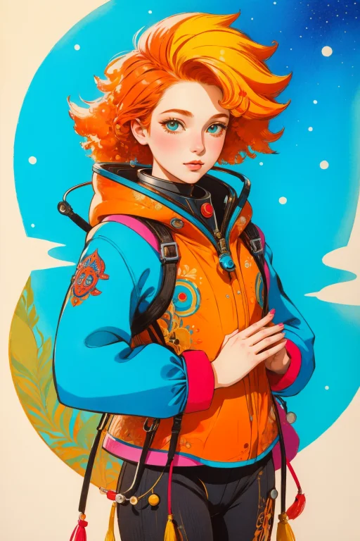 1girl, Lorapolychrome0.8 Polychrome, Limited Palette, Colorf...