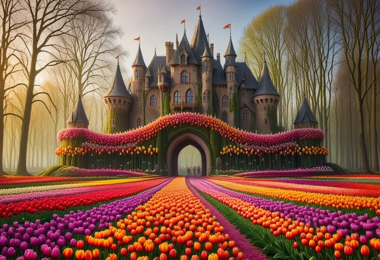 Jaynl-tm, Made Of Tulips A Majestic Fantasy Castle Construct...