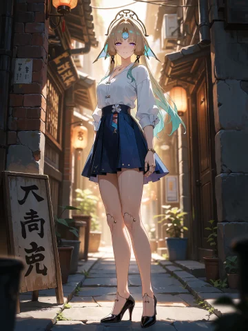 Pearl Honkai Star Rail. A Young Woman Stands Full-body, Faci... — Stable Diffusion AI Prompt: Pearl (Honkai: Star Rail). A young woman stands full-body, facing the viewer wit...