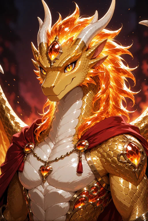 A Golden Dragon, Dragon Species, Featuring Shimmering Orange...