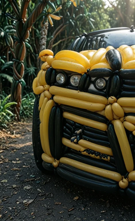 Yellow Sport Car Made From Nvnb4l0n, Jungle, Medium Close Sh...