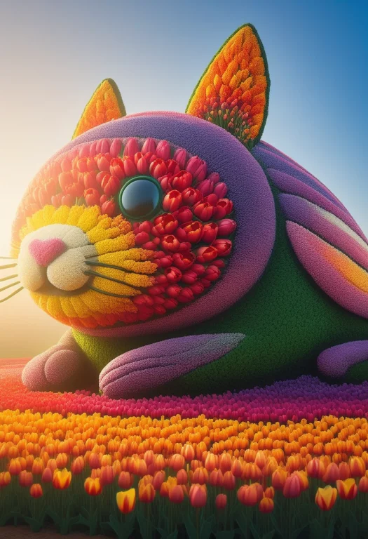 A Full-size Military Tank Built Entirely Out Of Tulip Flower...