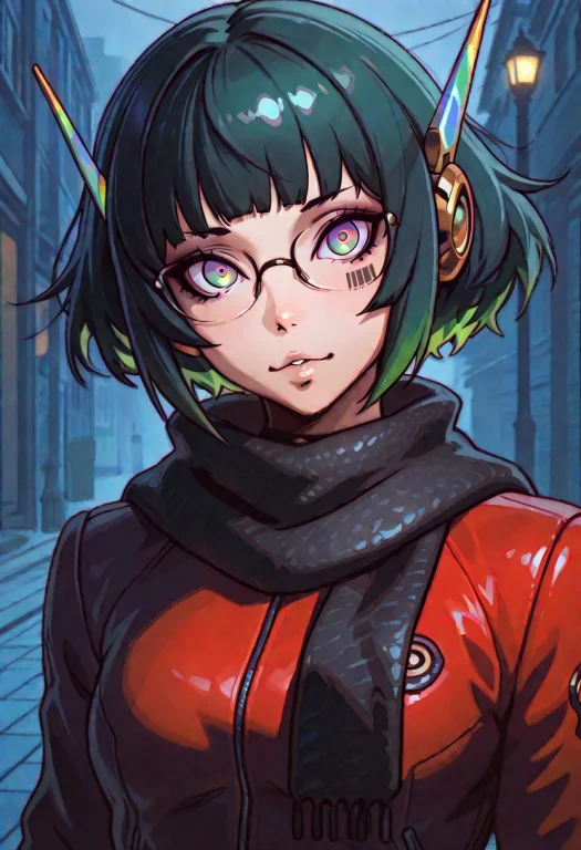 Ur4n, Robot Ears, Short Hair, Green Hair, Bangs, Robot Joint...