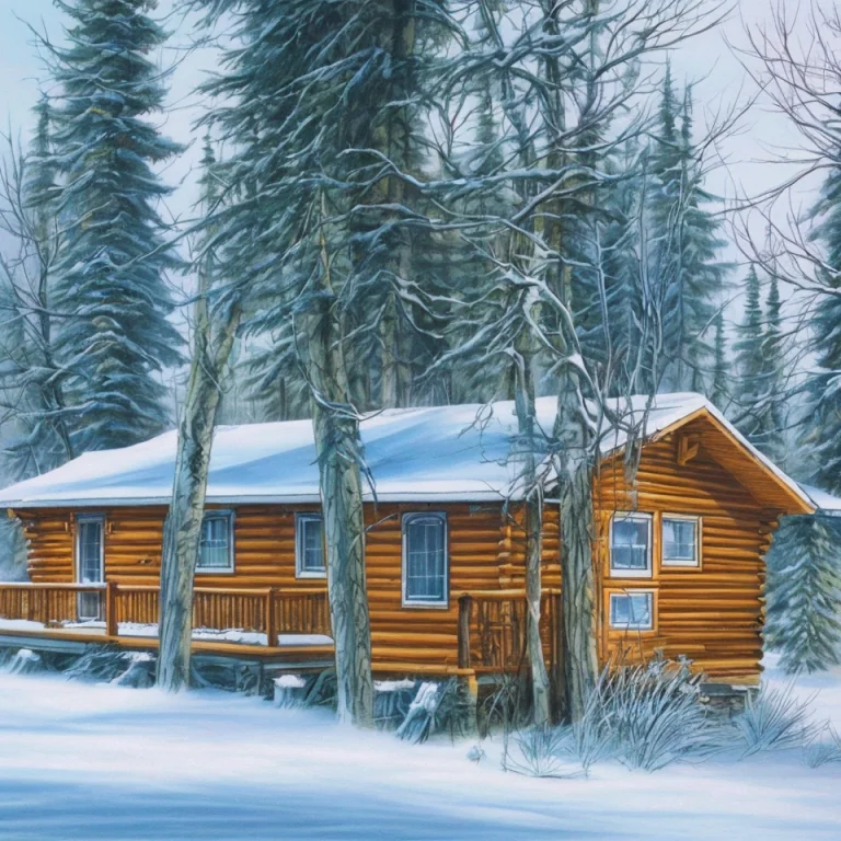 A Quaint Cabin In The Woods In The Wintertime Scg768-illustr...