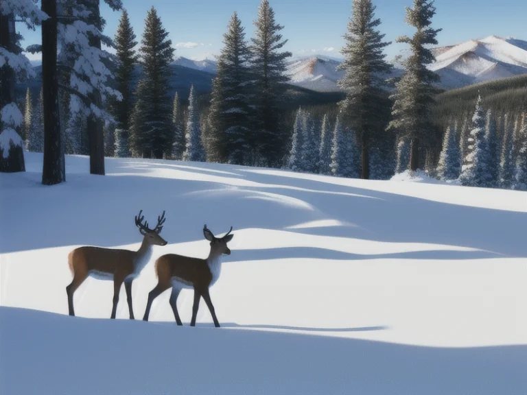 Digital Illustration, Flagstaff Arizona, Snow, Pine Trees, P...