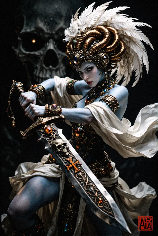 The Image Depicts A Fantastical, Steampunk-inspired Female W...