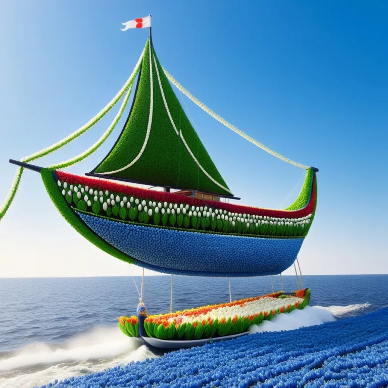 Masterpiece, Best Quality, Cartoonrealistic Sailboat Made Of...