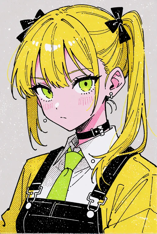 A Woman, Manga Illustration, Acid Green And Highlighter Yell...