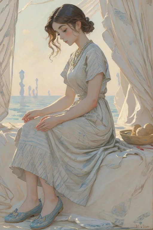 1girl, Loramonetv16 Monet, Oil Painting Style, Impressionism...