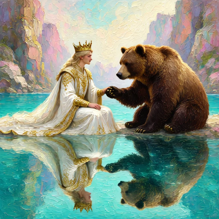 Zidiusart, A Majestic Scene Of A Person In Ornate White And...