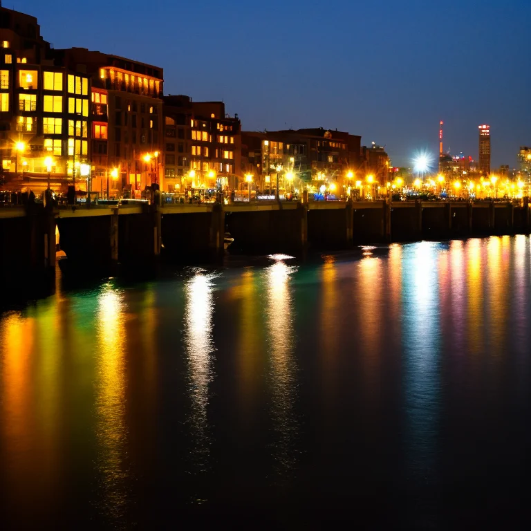 City Lights, Reflections, Water