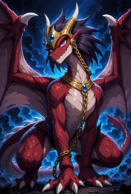 Harpies Pet Dragon From Yu-gi-oh, Dragon, Deep Red Scaled Sk...