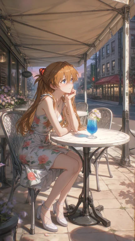 Asuka Langley Soryu Evangelion, Sleeveless Short Floral Dres...