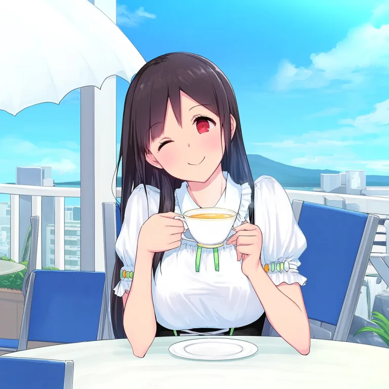 Knmp044someoka, Baba Konomi,maid Uniform,holding Cup,sitting...