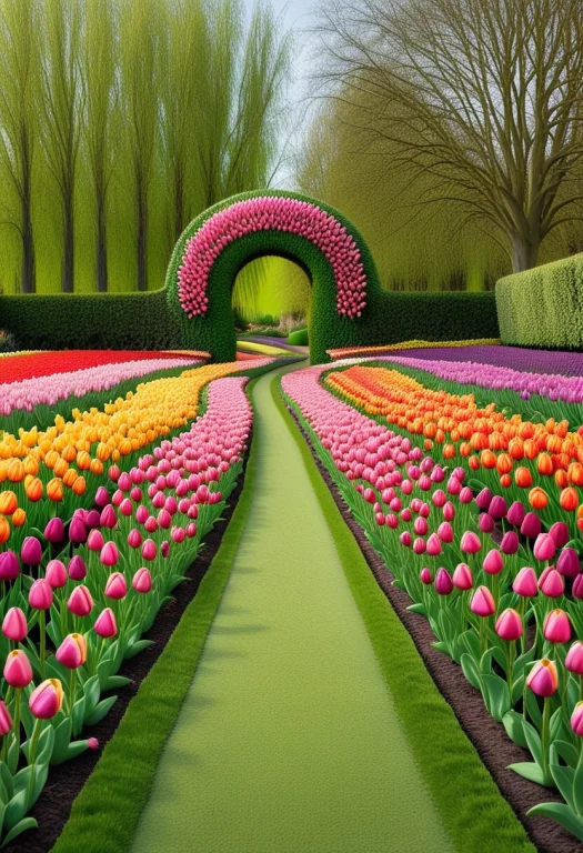 Jaynl-tm, Made Of Tulips, Flower Garden, Tulips, Hedge Art,...