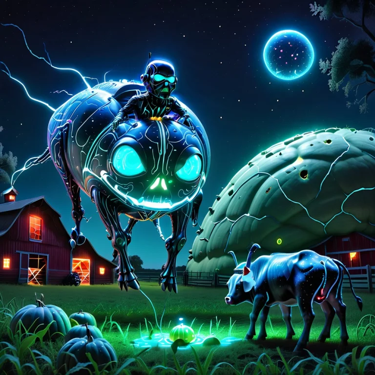 A Dramatic, High-contrast Animation With A Blue Bioluminesce...