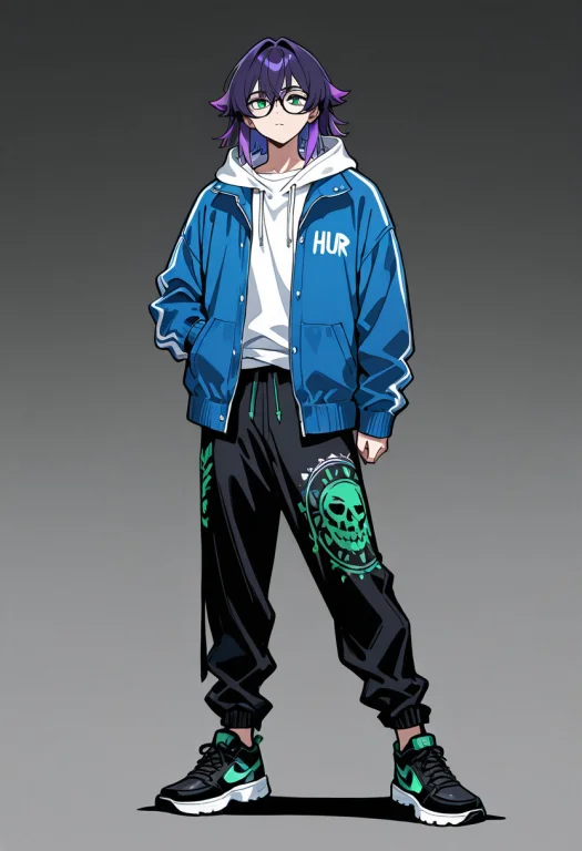 Masterpiece, Best Quality, Perfect Face, 1boy, Purple Hair T...
