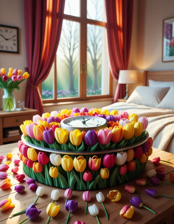 Tulipmania, An Immense Mechanical Alarm Clock Entirely Const...