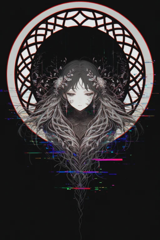 1girl, Circle, Glitch, Flourish Design, Round Window, Master...