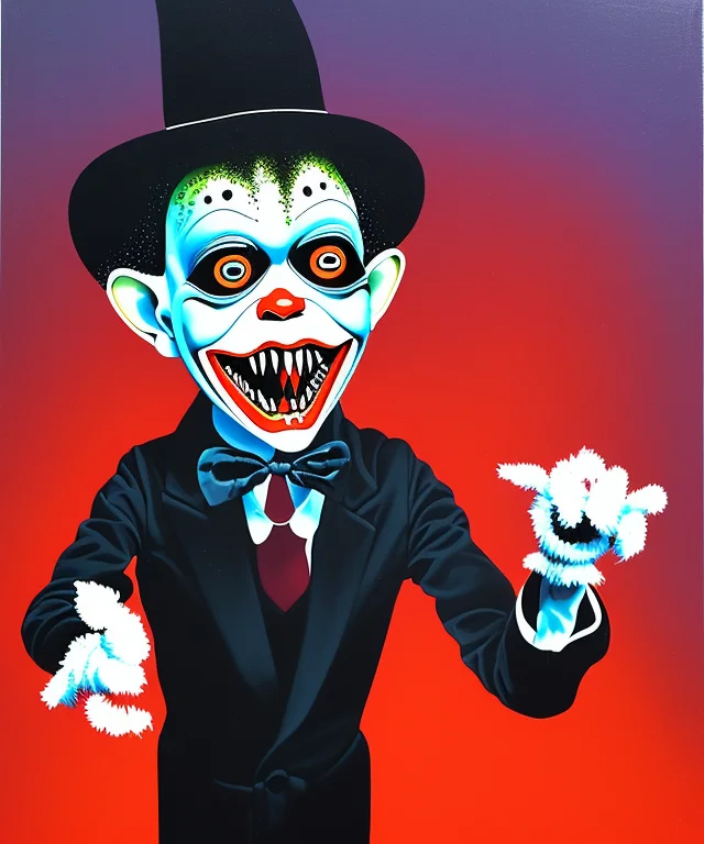 A Portrait Painting Of A Ventriloquist Dummy In Neundies Sty...