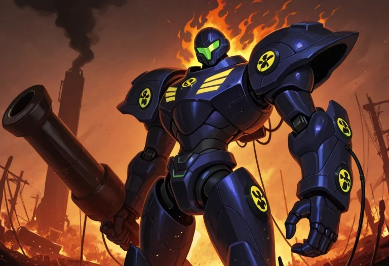 Depicted In A Stylized Dark Sci Fi Comic Book Aesthetic, A P...
