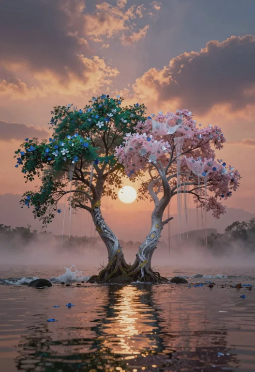This Square-format Digital Photograph Presents A Surreal Nat...