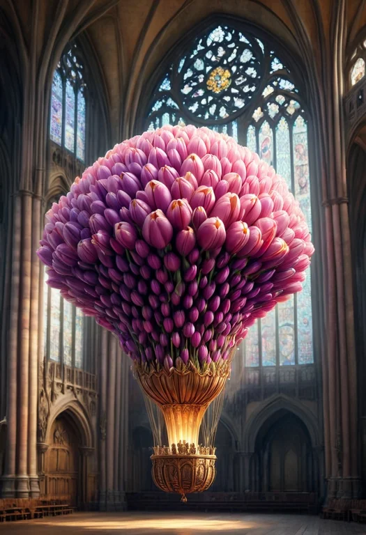 A Colossal Humanoid Female Figure Entirely Woven From Tulip...