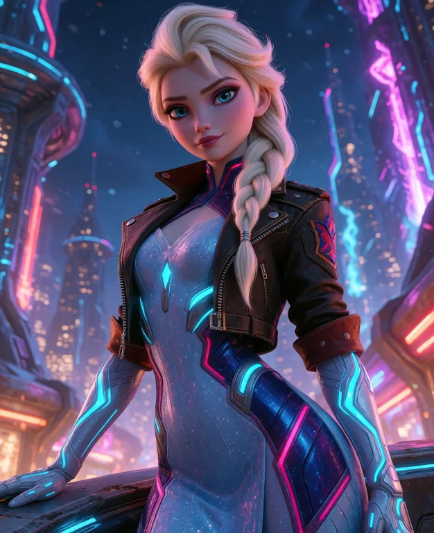 1woman, Adult, Aged Up, Elsa Frozen Blonde Hair, Piercing Bl...