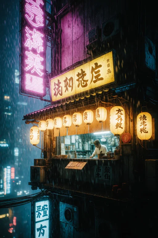 Zidiusart, Photorealistic Cyberpunk Cityscape At Night Durin...