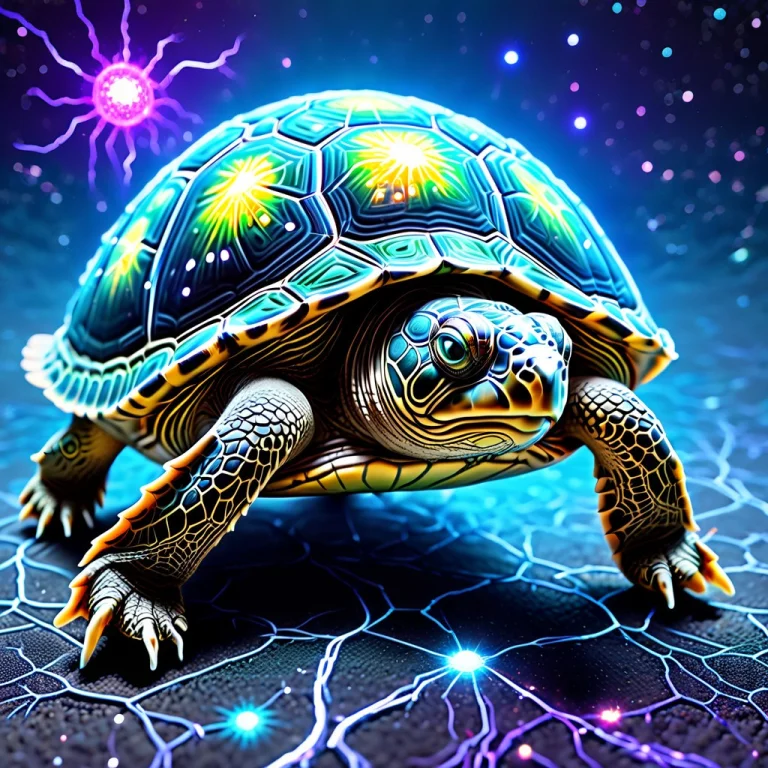 A Turtle Carrying An Entire Glowing Galaxy On Its Shell, Sof...