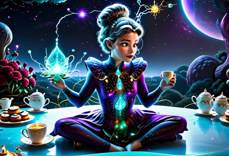 Cinderella Sitting Awkwardly At A Tiny Alien Childrens Tea P...