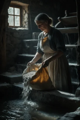 Miller Of Moonlight, Wide 34 Cinematic Plate, Full-body Of A... — Stable Diffusion AI Prompt: miller of moonlight, wide 3:4 cinematic plate, full-body of a 58-year-old miller...
