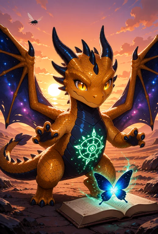 A Baby Dragon, Small Dragon Species With Orange-gold Scales...