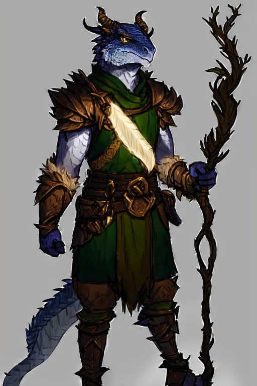 Professional Digital Illustrationa Male Dragonborn Druid, Ar...