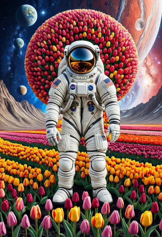 Jaynl-tm,made Of Tulips,astronaut,on Alien Planet,detailed B...