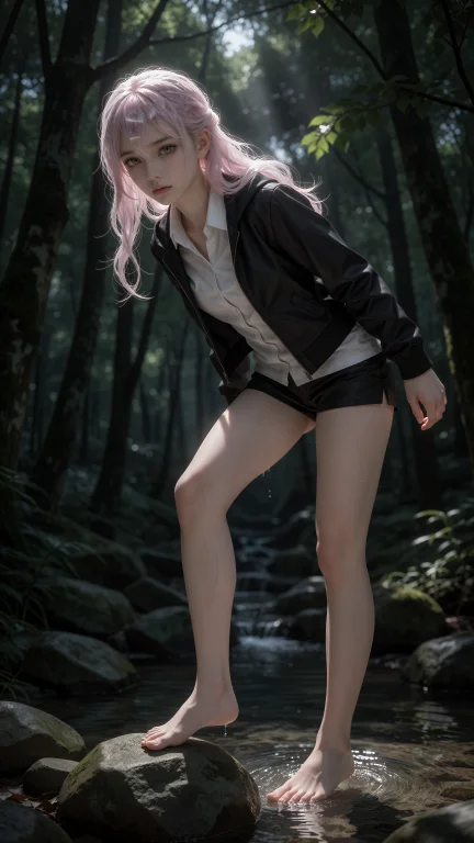 摩根石,一位年方二八的纤细型少女，身姿如林间新笋般清瘦挺拔，...