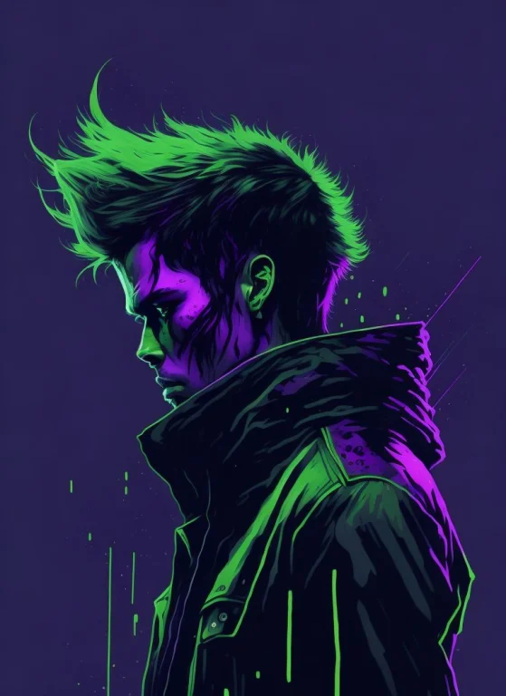 A Man By Agnes Cecile, Luminous Design, Neon Green And Purpl...