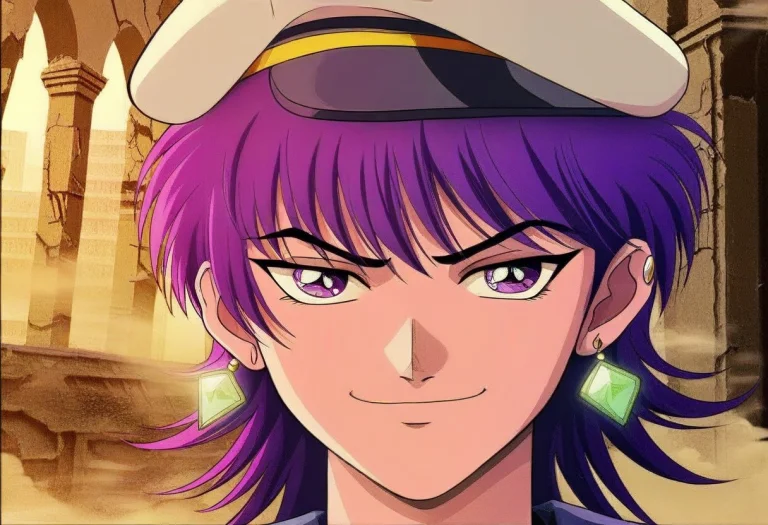 1boy, Solo, Medium Hair, Purple Hair, Purple Eyes, Sailor Un...