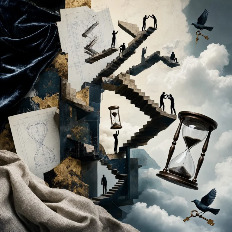 Surreal Masterpiece Mixed Media Collage, Architectural Fragm...