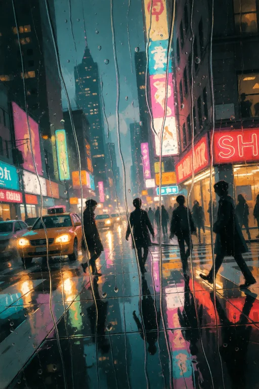 Strangedaal. A Nighttime Urban Scene Captured Through A Rain...